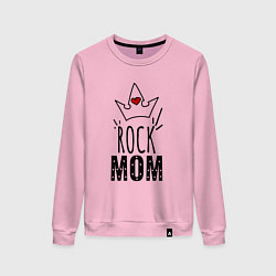 Свитшот хлопковый женский Rock mom надпись с короной, цвет: светло-розовый