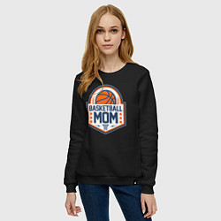 Свитшот хлопковый женский Баскетбольная мама, цвет: черный — фото 2