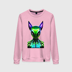 Свитшот хлопковый женский Eared alien - neural network, цвет: светло-розовый