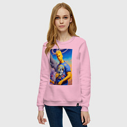 Свитшот хлопковый женский Подросший Барт Симпсон - фантазия - нейросеть, цвет: светло-розовый — фото 2