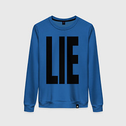Свитшот хлопковый женский Lie: большие вытянутые буквы, цвет: синий