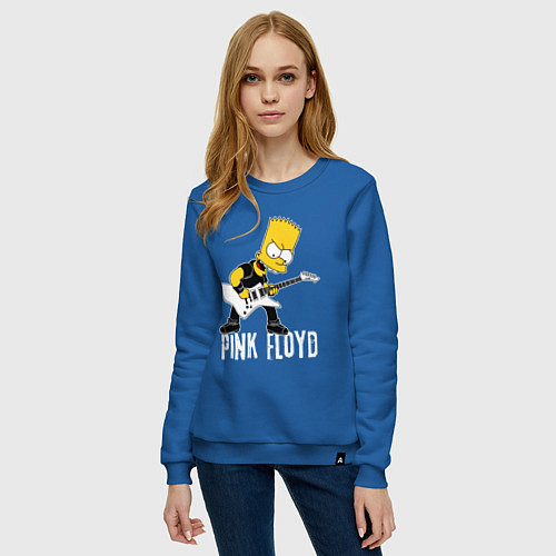 Женский свитшот Pink Floyd Барт Симпсон рокер / Синий – фото 3