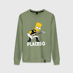 Свитшот хлопковый женский Placebo Барт Симпсон рокер, цвет: авокадо