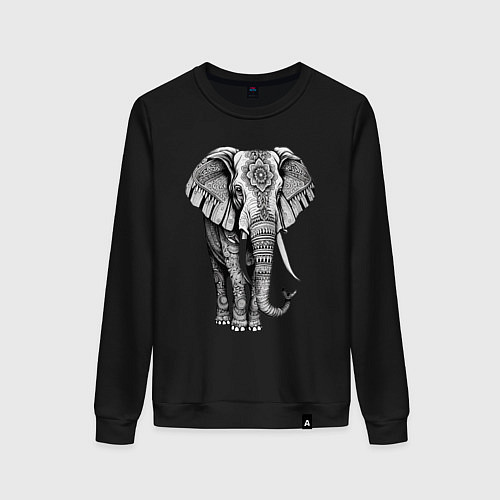 Женский свитшот Нарисованный слон / Черный – фото 1