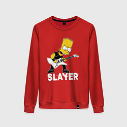 Свитшот хлопковый женский Slayer Барт Симпсон рокер, цвет: красный