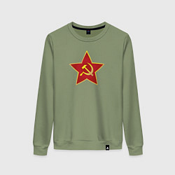 Свитшот хлопковый женский СССР звезда, цвет: авокадо