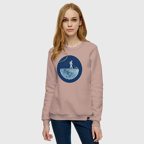 Женский свитшот Космонавт с газонокосилкой / Пыльно-розовый – фото 3