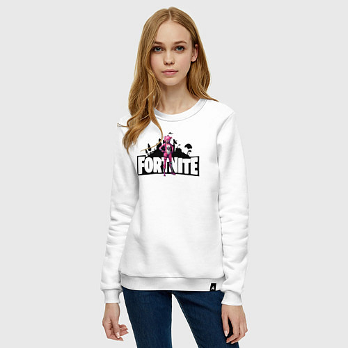 Женский свитшот Розовый мишка fortnite / Белый – фото 3