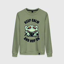 Свитшот хлопковый женский Keep calm and hop on, цвет: авокадо