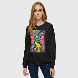 Свитшот хлопковый женский Demon Oni - pop art, цвет: черный — фото 2