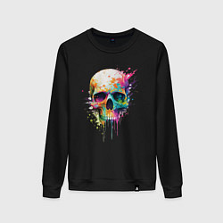 Свитшот хлопковый женский Череп оптимиста, цвет: черный