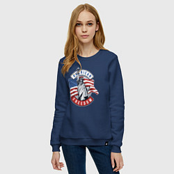 Свитшот хлопковый женский American freedom, цвет: тёмно-синий — фото 2