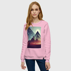 Свитшот хлопковый женский Геометрические горы, цвет: светло-розовый — фото 2