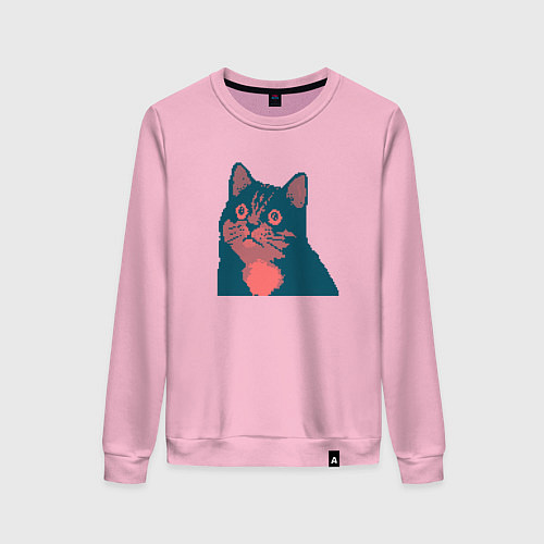 Женский свитшот Vintage pixel cat / Светло-розовый – фото 1