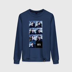 Свитшот хлопковый женский We are bulletproof BTS, цвет: тёмно-синий