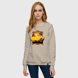 Свитшот хлопковый женский Американский маслкар Chevrolet Corvette Stingray, цвет: миндальный — фото 2
