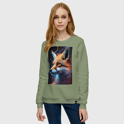 Женский свитшот Рыжая комическая лиса / Авокадо – фото 3