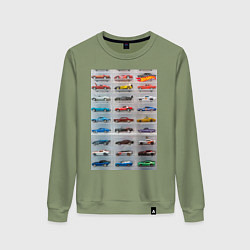 Свитшот хлопковый женский Hot Wheels - collection Автомобили на полке, цвет: авокадо