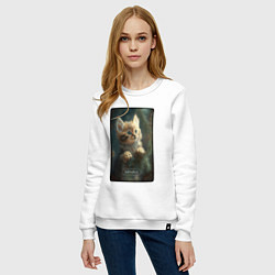 Свитшот хлопковый женский Барнаул котик, цвет: белый — фото 2
