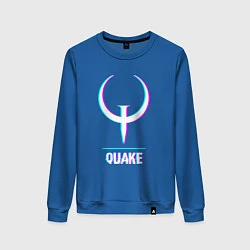 Свитшот хлопковый женский Quake в стиле glitch и баги графики, цвет: синий