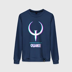 Свитшот хлопковый женский Quake в стиле glitch и баги графики, цвет: тёмно-синий