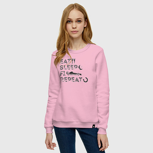 Женский свитшот Eat sleep F1 / Светло-розовый – фото 3