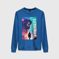 Свитшот хлопковый женский Памяти Джона Леннона - Нью-Йорк, цвет: синий