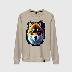 Свитшот хлопковый женский Shiba пёсель, цвет: миндальный