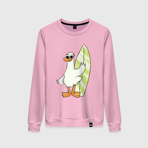 Женский свитшот Гусь серфингист в очках / Светло-розовый – фото 1