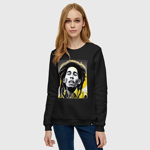 Женский свитшот Bob Marley Digital Art / Черный – фото 3