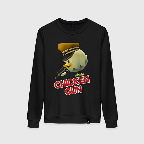 Женский свитшот Chicken Gun logo / Черный – фото 1