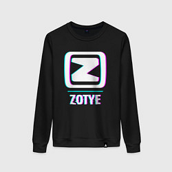 Свитшот хлопковый женский Значок Zotye в стиле glitch, цвет: черный
