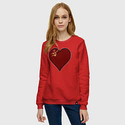 Свитшот хлопковый женский Сердце СССР, цвет: красный — фото 2