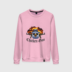 Свитшот хлопковый женский Chicken gun game, цвет: светло-розовый