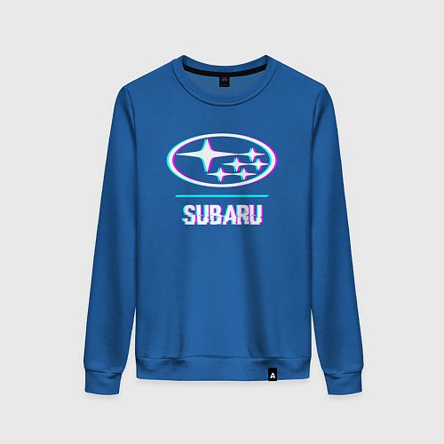 Женский свитшот Значок Subaru в стиле glitch / Синий – фото 1