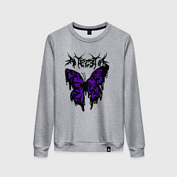 Свитшот хлопковый женский Gothic black butterfly, цвет: меланж