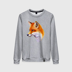 Свитшот хлопковый женский Лиса смотрит, цвет: меланж