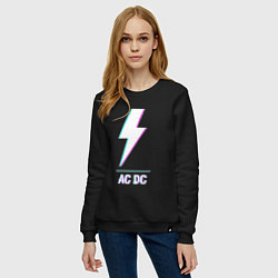 Свитшот хлопковый женский AC DC glitch rock, цвет: черный — фото 2