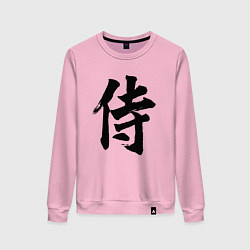 Свитшот хлопковый женский Иероглиф - самурай, цвет: светло-розовый