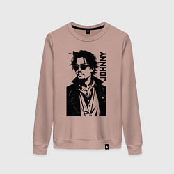 Свитшот хлопковый женский Johnny Depp - graphics, цвет: пыльно-розовый