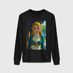 Свитшот хлопковый женский The legend of Zelda - ahegao art, цвет: черный