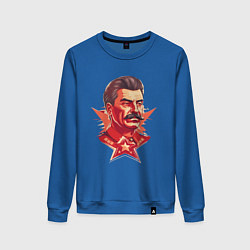 Свитшот хлопковый женский Граффити Сталин, цвет: синий