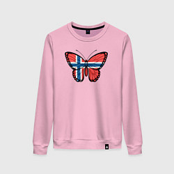 Свитшот хлопковый женский Норвегия бабочка, цвет: светло-розовый
