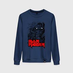 Свитшот хлопковый женский Iron Maiden eyes, цвет: тёмно-синий