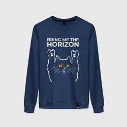 Свитшот хлопковый женский Bring Me the Horizon rock cat, цвет: тёмно-синий