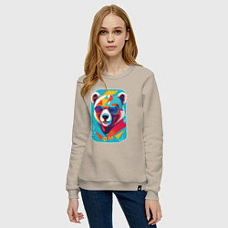 Свитшот хлопковый женский Pop-Art Panda, цвет: миндальный — фото 2