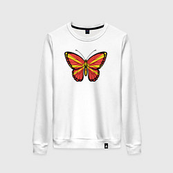 Свитшот хлопковый женский Бабочка Северная Македония, цвет: белый