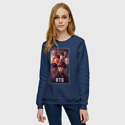 Свитшот хлопковый женский BTS art style, цвет: тёмно-синий — фото 2