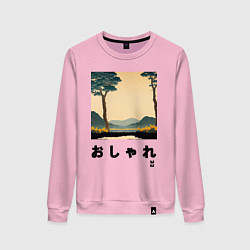 Женский свитшот MoMo - Деревья на фоне гор в японском стиле