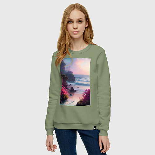 Женский свитшот Вечер в бухте / Авокадо – фото 3